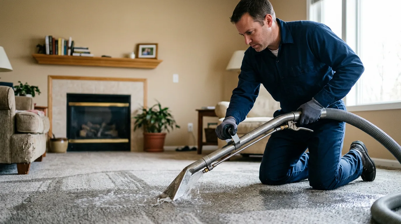 Water damage restoration technician working near Hadley, MI